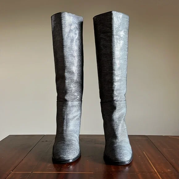 Almost NWT KUPURI - Black & Snakeskin Knee Boots - 39 EU / 9 US - Made in Spain - Picture 2 of 7